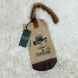 Myra Bag Recycled Materials Canvas Leather Wine Gift Bag Tote